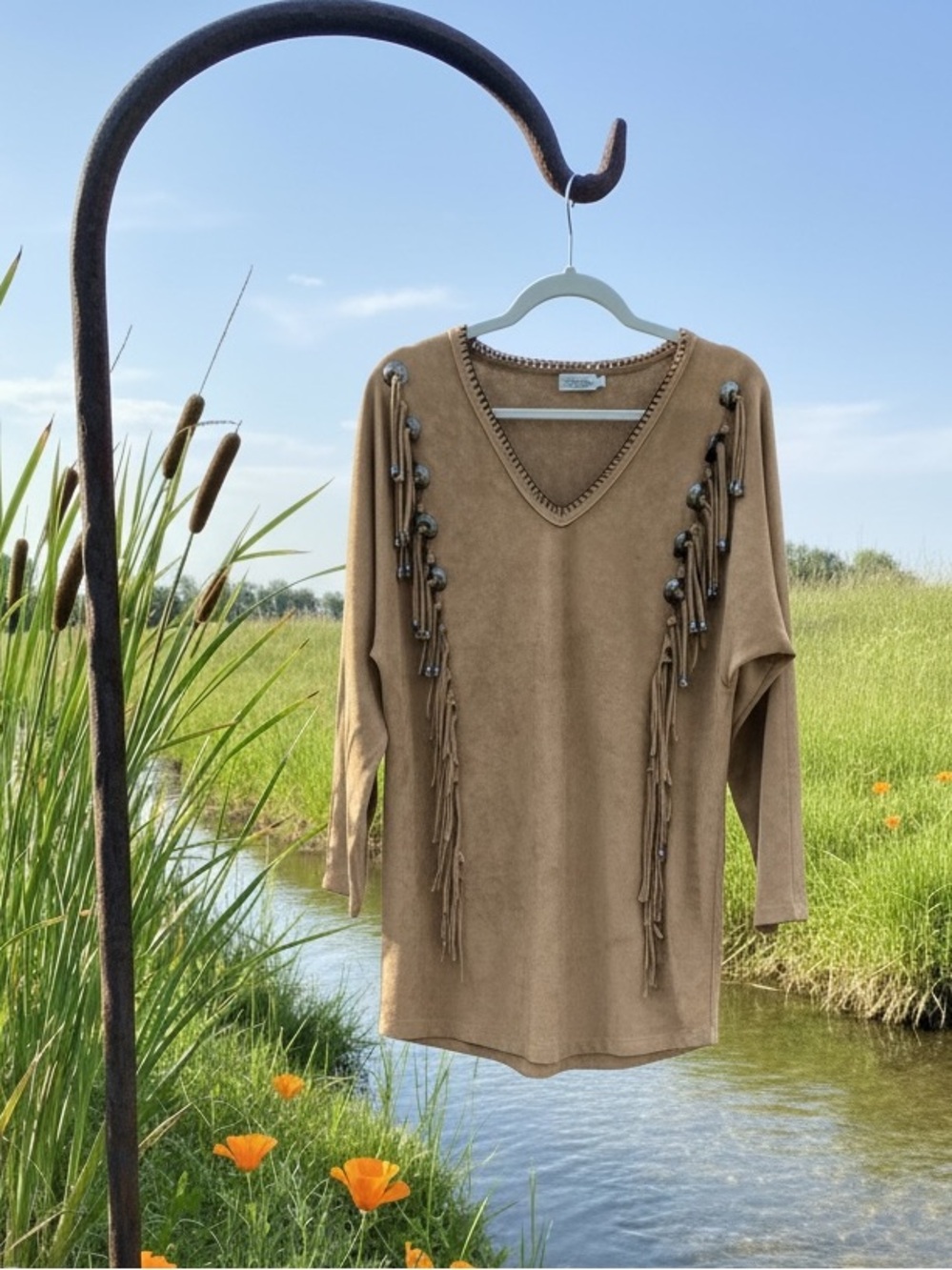 Tasha Polezzi faux suede vintage top